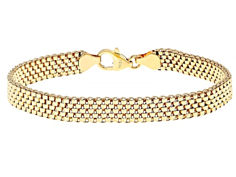 18k Yellow Gold Over Bronze Woven Bead Necklace & Bracelet