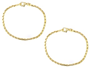 18k Yellow Gold Over Bronze Cardano Link Bracelet Set Of 2