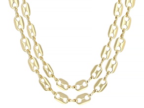 18k Yellow Gold Over Bronze Polished Flat Mariner 18 & 20 Inch Necklace Set of 2