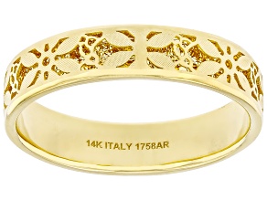 14k Yellow Gold Fiori Ricami Stackable Band Ring