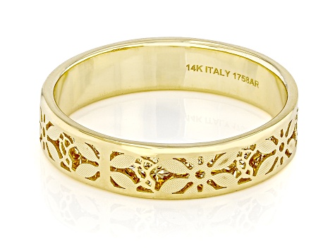 14k Yellow Gold Fiori Ricami Stackable Band Ring