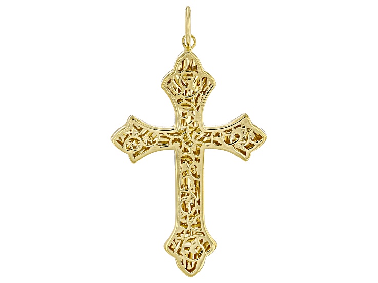 14k Yellow Gold Narciso Ricami Cross Pendant