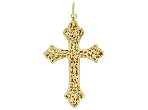 14k Yellow Gold Narciso Ricami Cross Pendant
