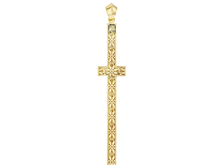 14k Yellow Gold Fiori Ricami Cross Pendant - SFO018 | JTV
