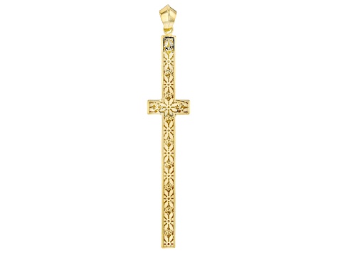 14k Yellow Gold Fiori Ricami Cross Pendant