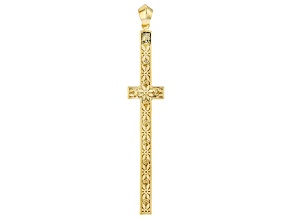 14k Yellow Gold Fiori Ricami Cross Pendant