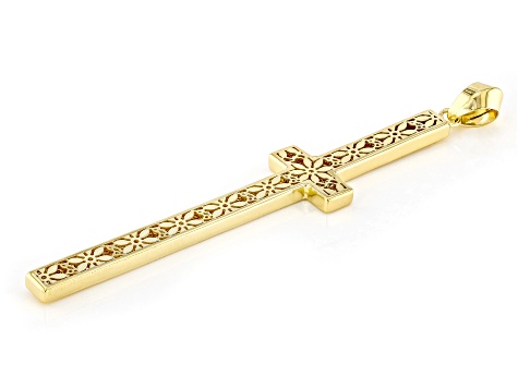 14k Yellow Gold Fiori Ricami Cross Pendant