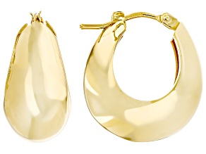 14k Yellow Gold Chunky Huggie Hoop Earrings