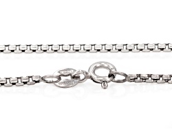 thumbnail image 2 of 14K Solid White Gold 0.45mm Classic Box Chain Necklace – 18 Inch – Spring Ring Closure 2 of 6