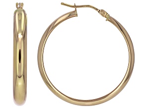 14k Yellow Gold Ponte Vecchio 1 1/8" Hoop Earrings