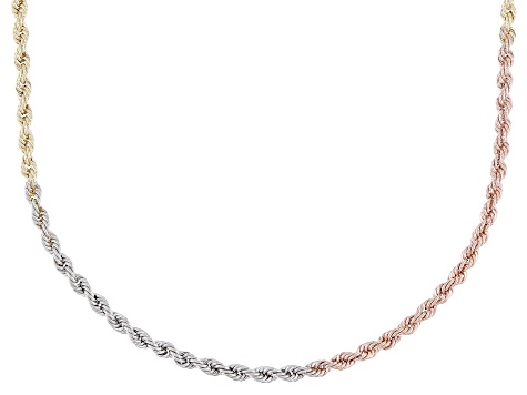 Stefano Oro 14k Tri-Color Gold 2.3mm Raffinato Rope 18