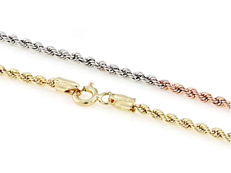 Stefano Oro 14k Tri-Color Gold 2.3mm Raffinato Rope 18