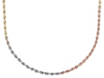 Stefano Oro 14k Tri-Color Gold 2.3mm Raffinato Rope 20" Necklace