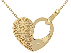 14k Yellow Gold Locket Heart Ricami Necklace