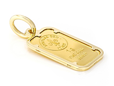 24k Yellow Gold Classic 1g Ingot with 14k Yellow Gold Frame Pendant