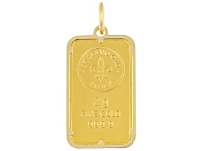 24k Yellow Gold Classic 2g Ingot with 14k Yellow Gold Frame Pendant