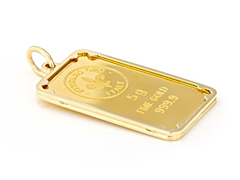 24k Yellow Gold Classic 5g Ingot with 14k Yellow Gold Frame Pendant