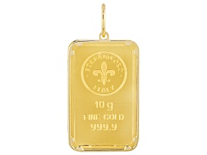 24k Yellow Gold Classic 10g Ingot with 14k Yellow Gold Frame Pendant