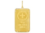 24k Yellow Gold Classic 1g Ingot with 14k Yellow Gold Frame Pendant