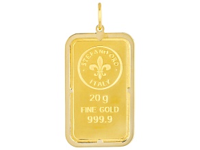 24k Yellow Gold Classic 20g Ingot with 14k Yellow Gold Frame Pendant