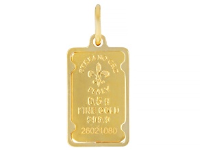 24k Yellow Gold Classic .5g Ingot with 14k Yellow Gold Frame Pendant
