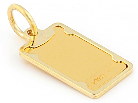 24k Yellow Gold Classic .5g Ingot with 14k Yellow Gold Frame Pendant