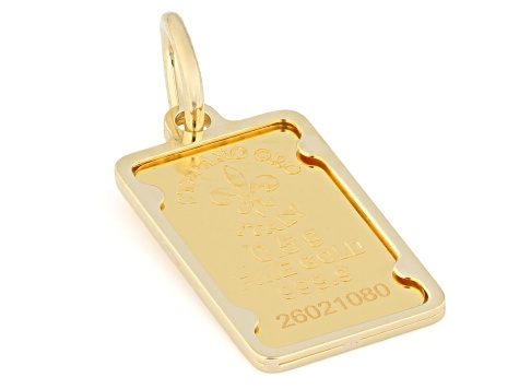 24k Yellow Gold Classic .5g Ingot with 14k Yellow Gold Frame Pendant