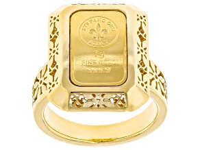 24k Yellow Gold 1g Ingot with 14k Yellow Gold Fiori Ricami Frame