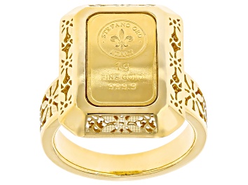 Picture of 24k Yellow Gold 1g Ingot with 14k Yellow Gold Fiori Ricami Frame