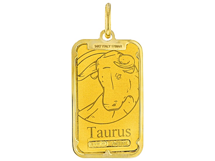 Stefano Oro 24k Yellow Gold 2g Taurus Ingot with 14k Yellow Gold