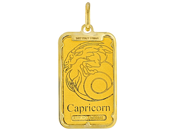 24k Yellow Gold 2g Capricorn Ingot with 14k Yellow Gold Frame