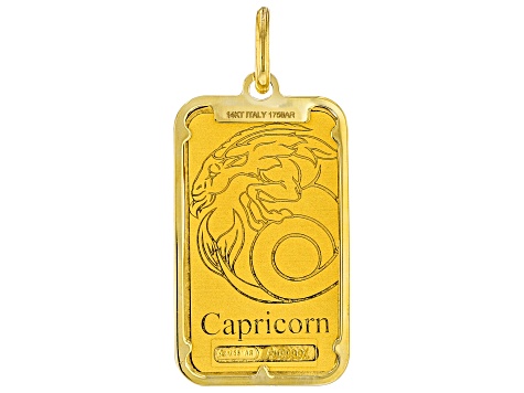 24k Yellow Gold 2g Capricorn Ingot with 14k Yellow Gold Frame