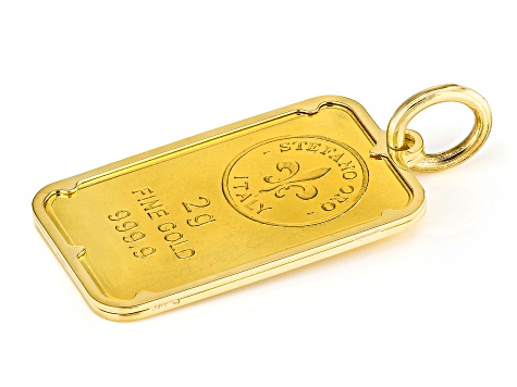 24k Yellow Gold 2g Aries Ingot with 14k Yellow Gold Frame