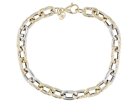 14k Yellow and Rhodium Over 14k White Gold Two-Tone 7mm Rolo Link ...