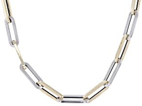 14k Yellow Gold and Rhodium Over 14k White Gold 5.5mm Two-Tone Paperclip 20" Chain