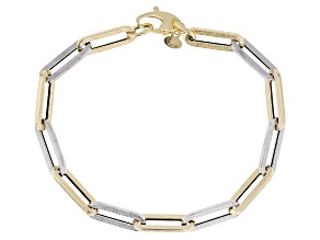 14k Yellow Gold and Rhodium Over 14k White Gold 5.5mm Two-Tone Paperclip Bracelet