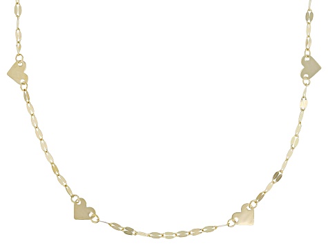 14k Yellow Gold Station Hearts 18