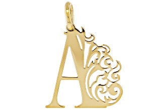 14k Yellow Gold Peacock Initial "A" Pendant