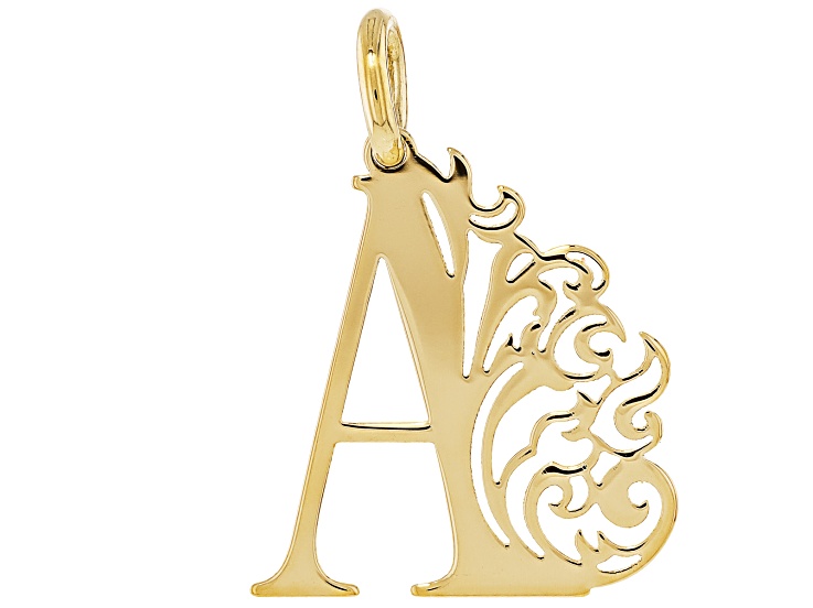 14k Yellow Gold Peacock Initial "A" Pendant