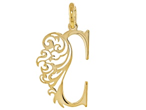 14k Yellow Gold Peacock Initial "C" Pendant