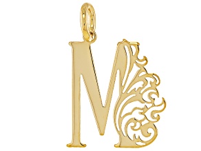 14k Yellow Gold Peacock Initial "M" Pendant