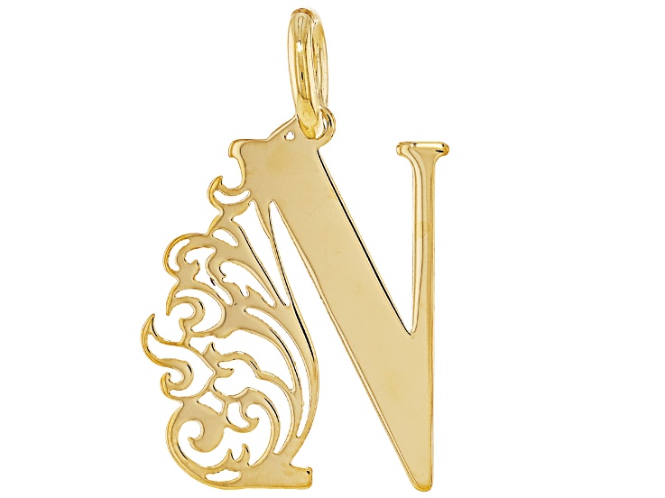 14k Yellow Gold Peacock Initial Pendant