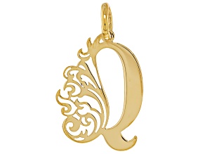 14k Yellow Gold Peacock Initial "Q" Pendant