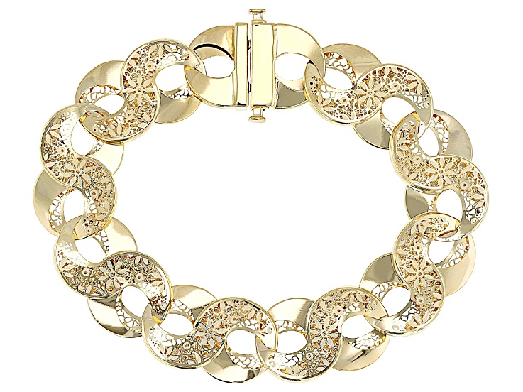 14k Yellow Gold Flower Ricami Infinity Bracelet