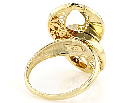 14k Yellow Gold Flower Ricami Infinity Signet Ring