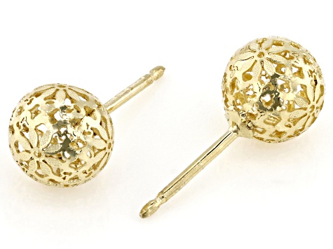 14k Yellow Gold Flower Ricami Sfera Earrings