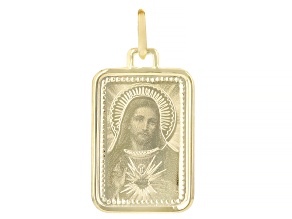 14k Yellow Gold "Sacred Heart" Jesus Tag Pendant