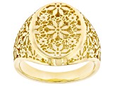 14k Yellow Gold Flower Ricami Signet Ring
