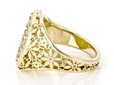 14k Yellow Gold Flower Ricami Signet Ring