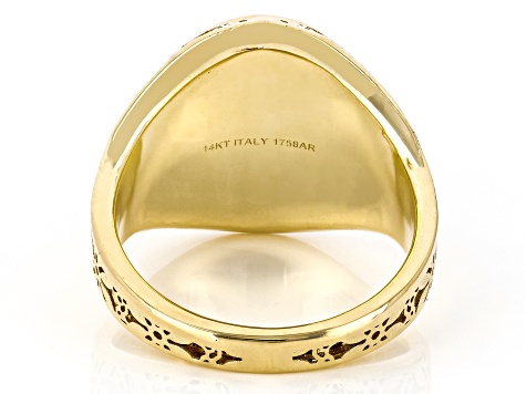 14k Yellow Gold Flower Ricami Signet Ring